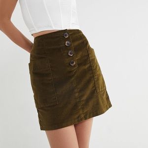 BGD olive green suede skirt